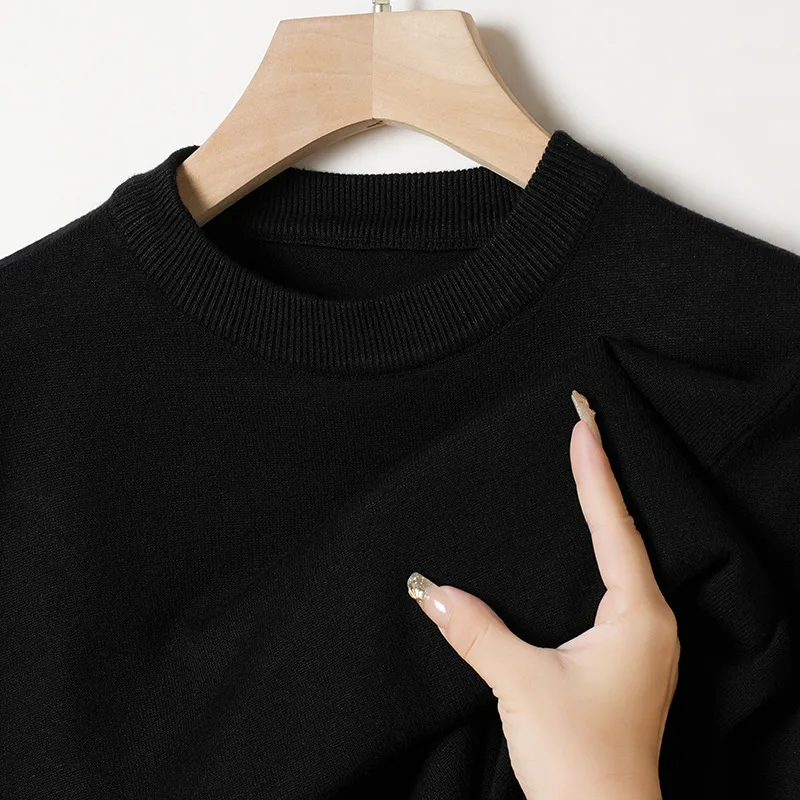 

High-Defn Pure Color Вязаная основа irt Мужской круглый свитер Ne Slim Fit Осень Зима Новое поступление Повседневный длинный S...