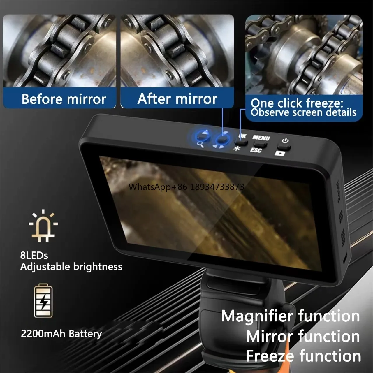 Articulating Borescope 2-Way Endoscope Camera with Lens Articulated Snake Camera Video Inspection Camera