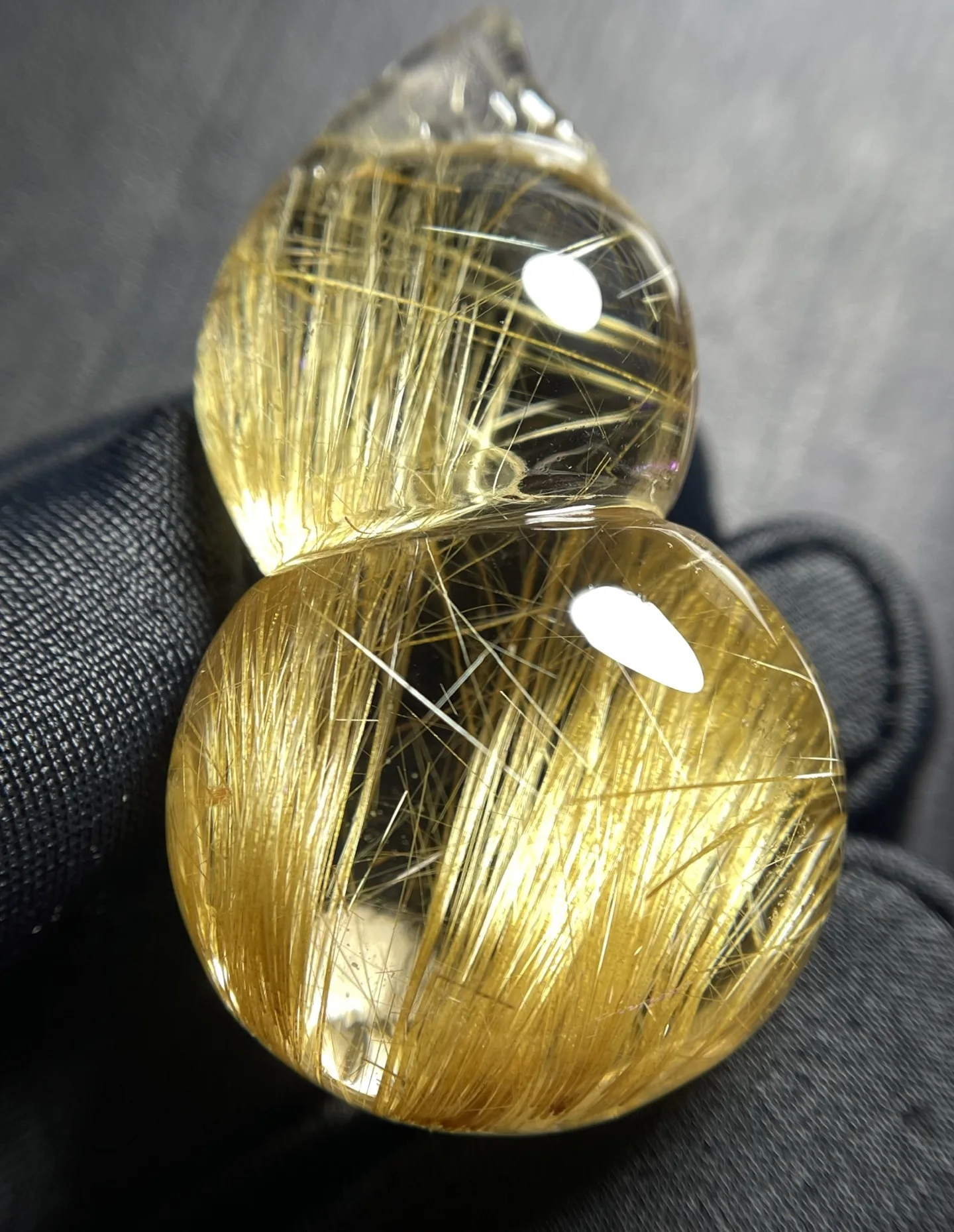 Natural Gold Rutilated Quartz Pendant 42*23.7*16.5mm Gourd Rutilated Quartz Flower Men Women Brazil AAAAAAA