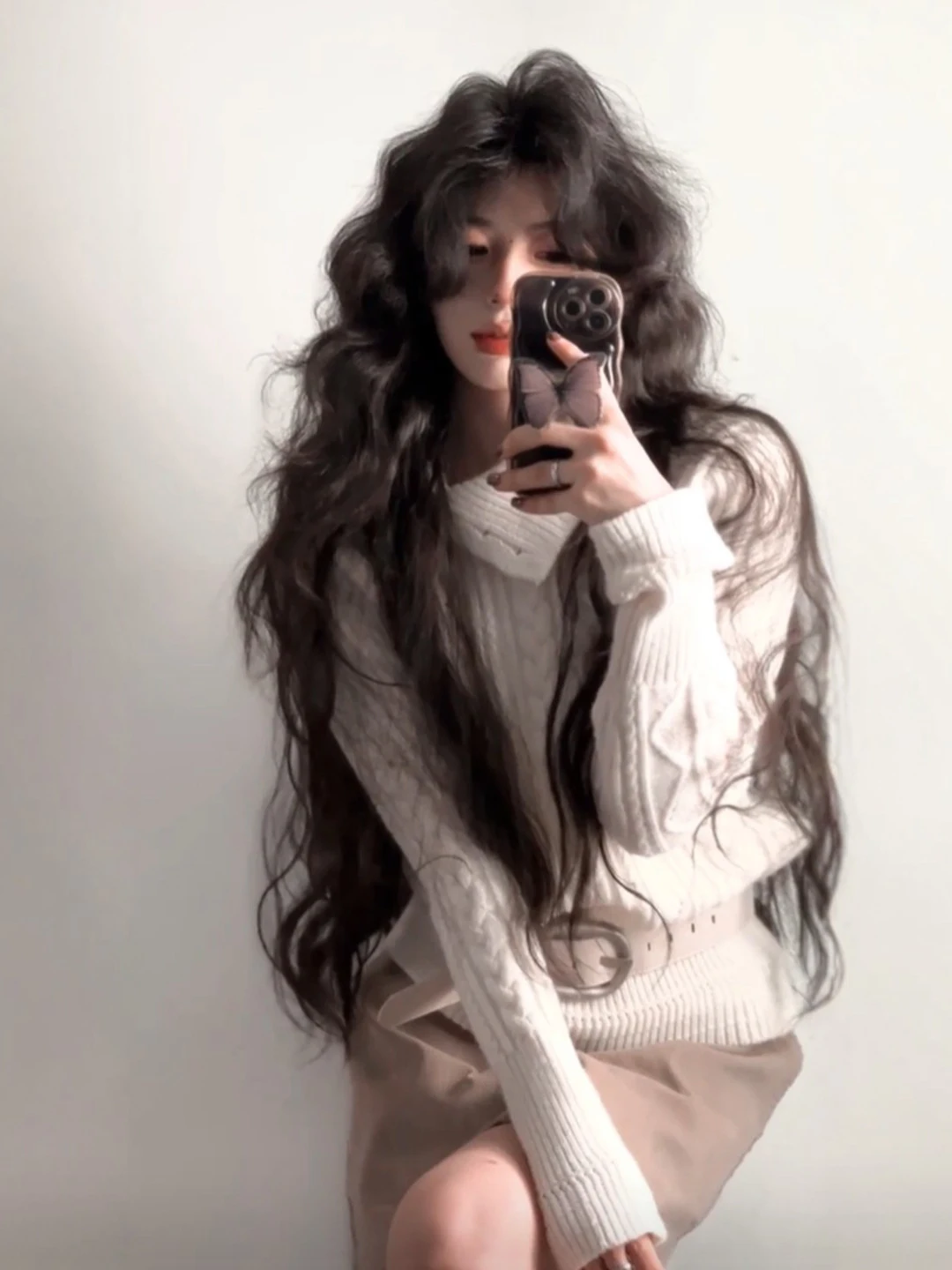 

Unique Small Size Knitted Sweater Skirt Set Youthful ort Sve round Ne Comfortable Spring Faion Ensemble for Women