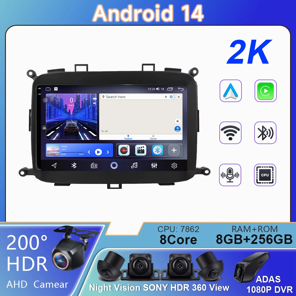 

Android 14 For Kia Carens 2013 2014 2015 2016 2017 2018 Car Radio Multimedia Video Player Navigation GPS Autoradio Audio Auto BT