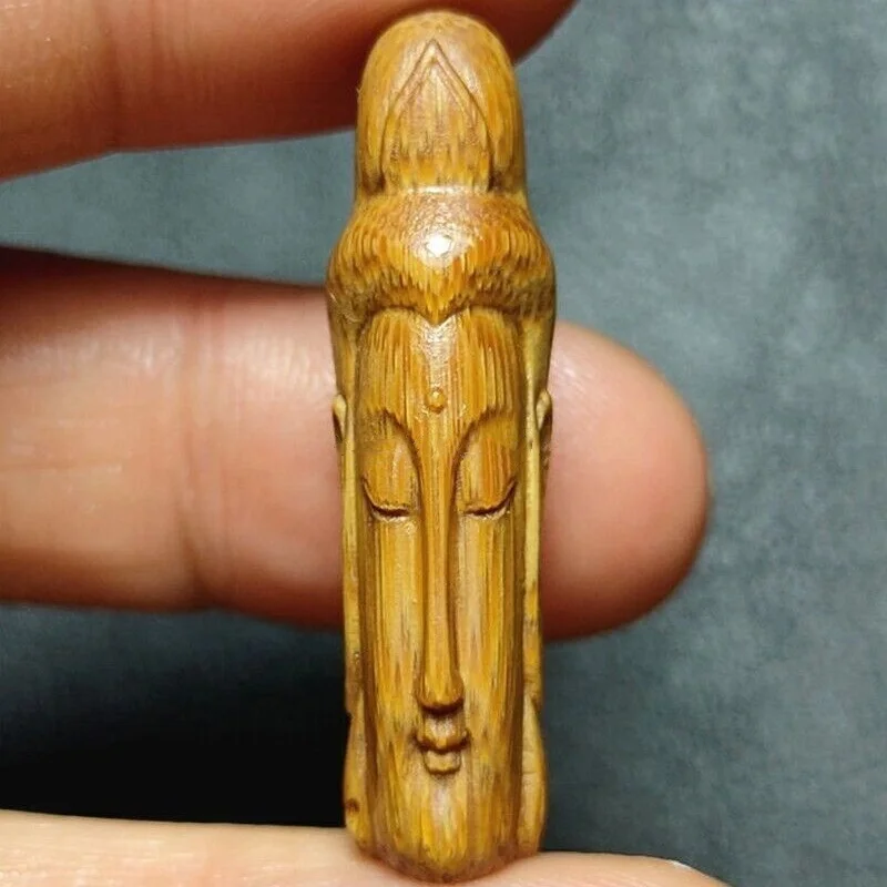 

Chinese Bamboo Hand Carved Buddha Head Figure Collection Decor Statue