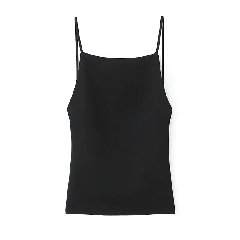 Sexy Backless Camisole Women New Fashion Straight Neck Sleeveless Solid Tank Tops Female Vintage Y2K Adjustable Straps Vest Lady