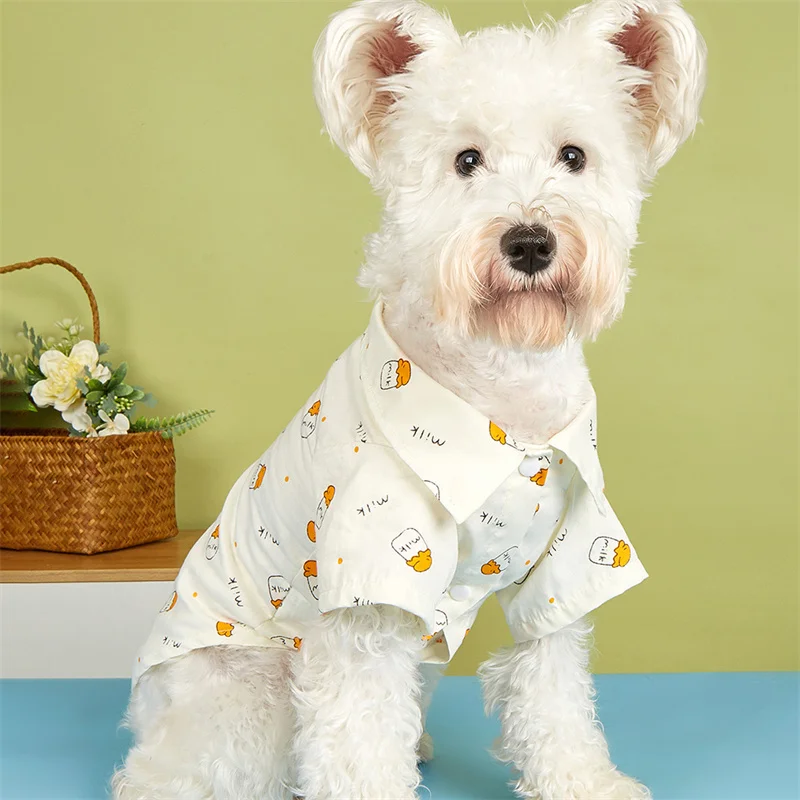 Verão roupas para animais de estimação dos desenhos animados impressão gato cão t camisa para cães pequenos schnauzer chihuahua fino respirável filhote de cachorro colete roupas outfit