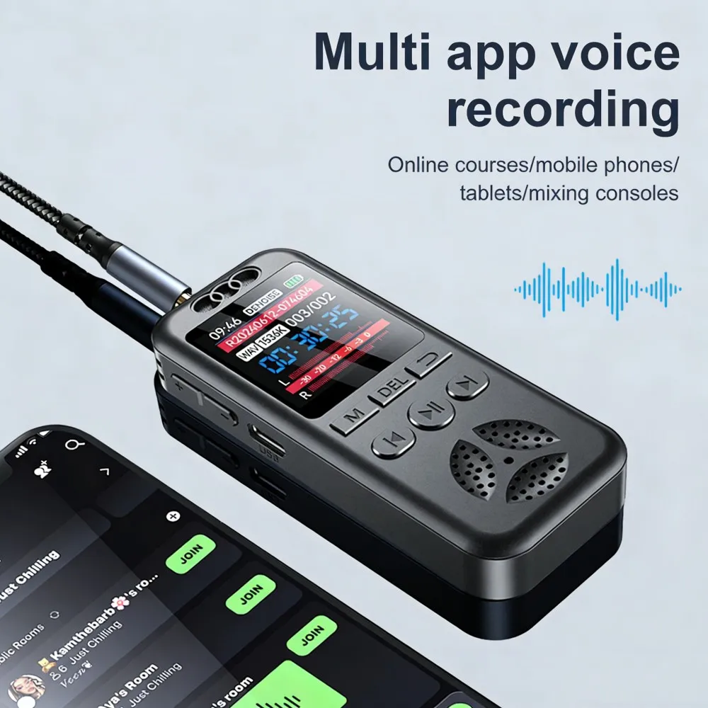 

Mini Voice Recorder 1.44inches Color Screen Noise Cancellation MP3 Player Support 128GB Expansion Mini Voice Recorder