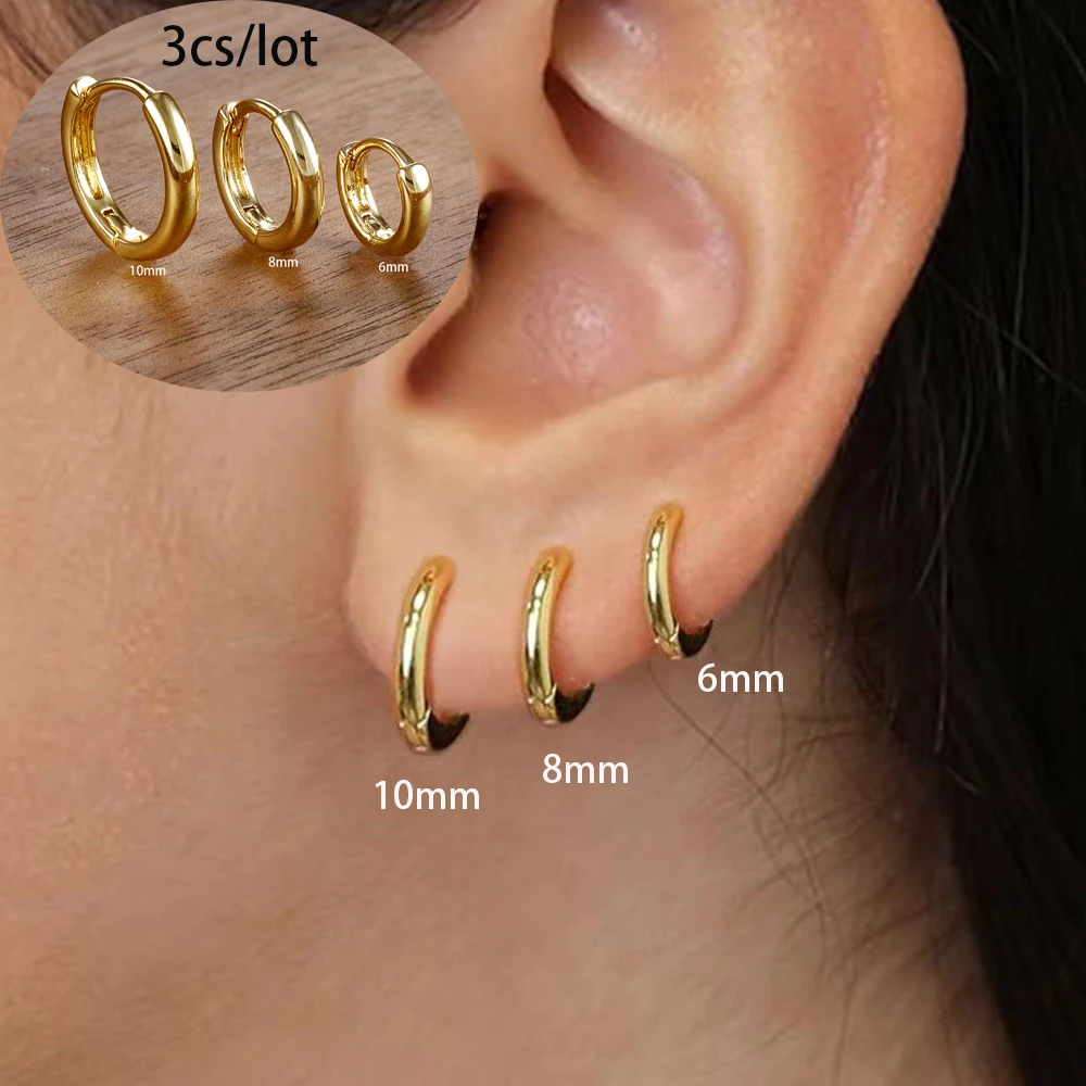 3dílné módní z nerezové oceli kulaté kapky náušnic pro ženy 18k zlaté visící náušnice Punk Unisex Rock Jewelry