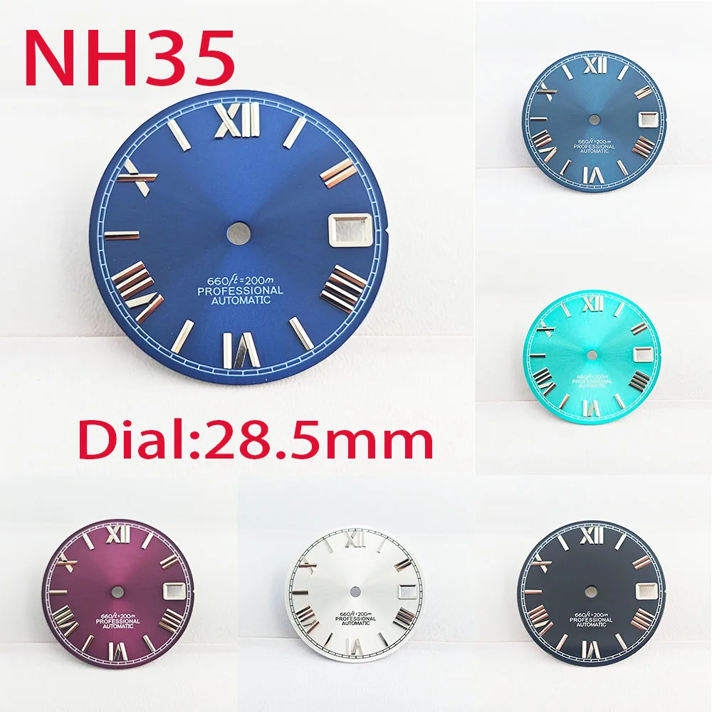 Men's Watch 28.5mm dial Roman numerals dial with date window suitable for NH35 NH36 automatic mechanical movement watch other ac