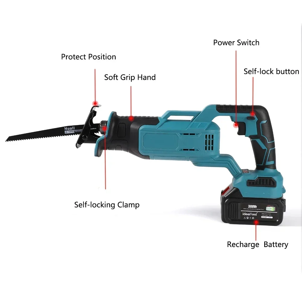 18V Brushless Electric Reciprocating Saw cordless Cutting Saw Portable Cordless Power Tools Adapt For Makita 18V Battery