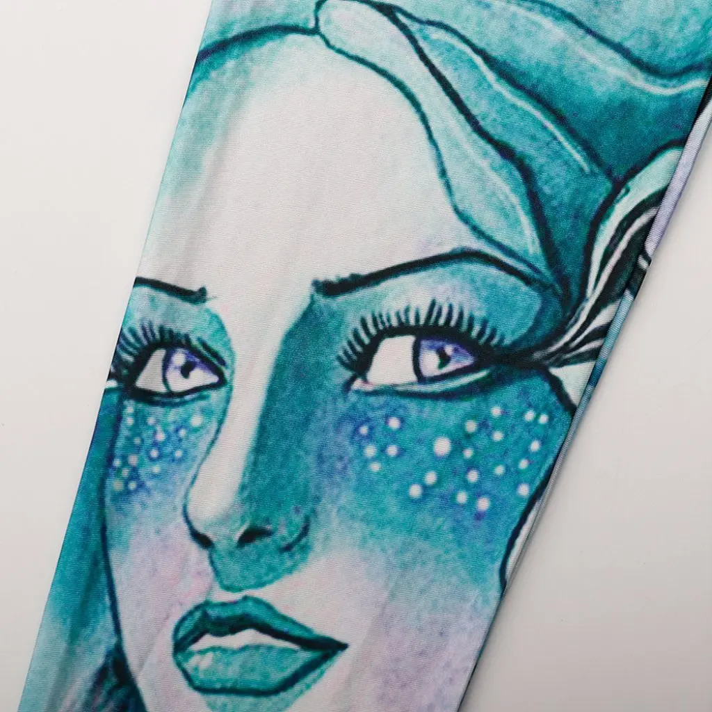 

Women's Fashion Sports Tight Pants European American Style Head Printed Leggings KDK2041