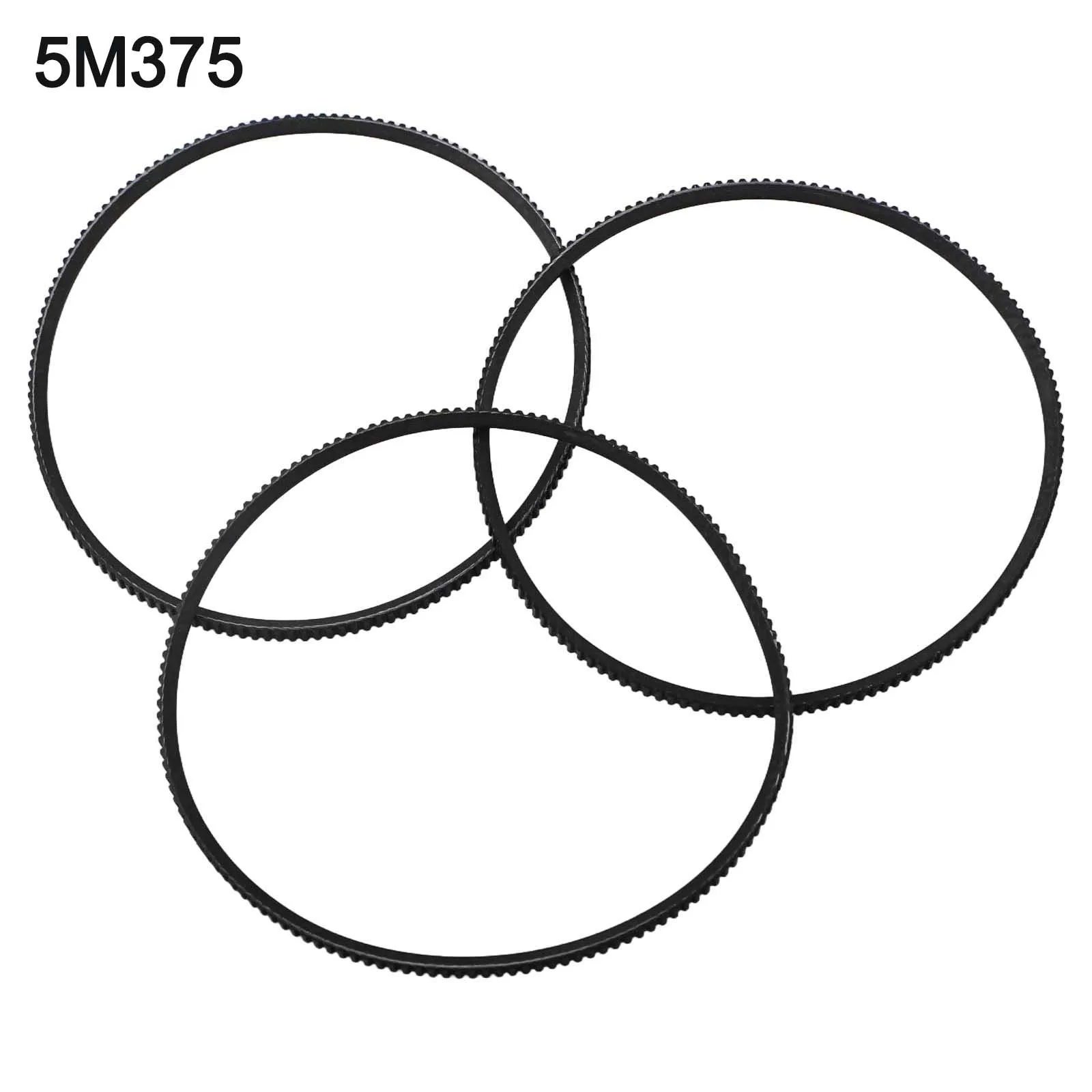 Three Pack of Lathe Belts Model 5M375 Designed to Enhance Performance in Mini Lathes with a Bore Diameter of 38MM