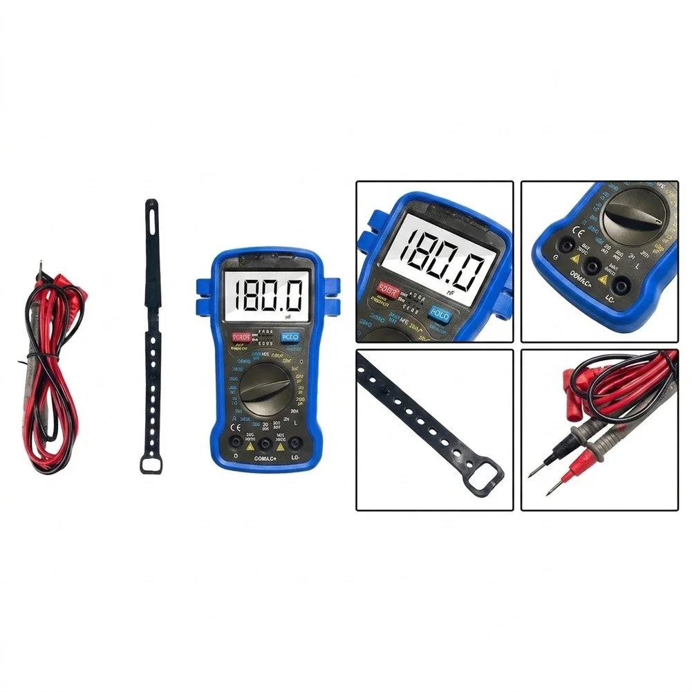 39L Portable Digital Multimeter Features 150x100mm Dimensions Black and Blue Housing and Integrated Test Probe Slots