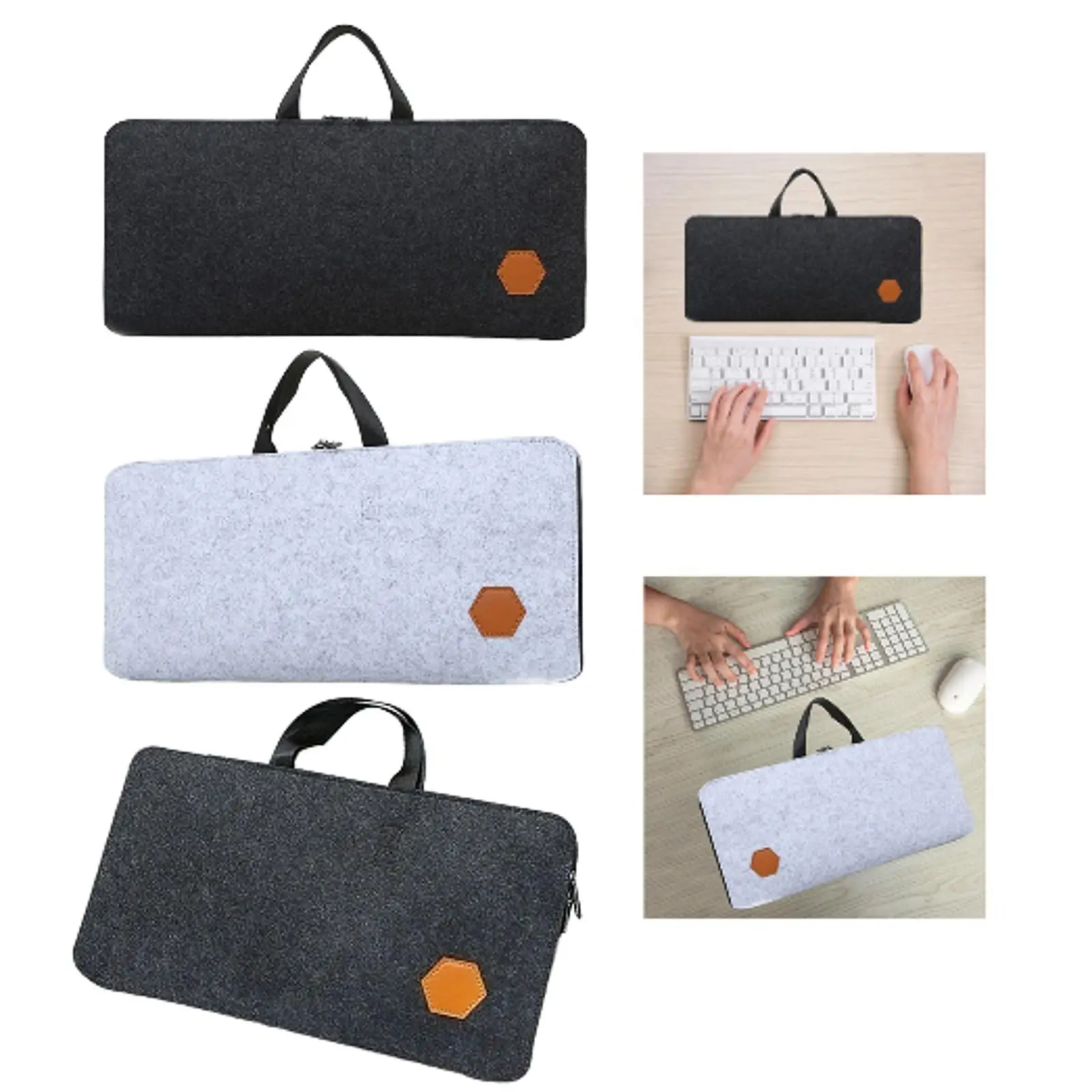 Portable Felt Keyboard Carrying Case with Zipper 104 Keys Shock Protection Storage Bag for Home Office Travel