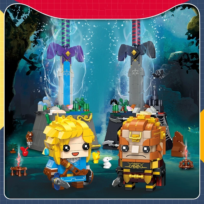 

Three sets of building block figures from the same series duel with block swords, DIY model, small furniture decorations