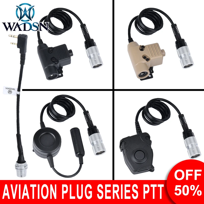 WADSN PRC-152/PRC-148 Walkie-talkie Aviation Plug 7.0mm Baofeng Kenwood U94 PTT Civilian Model Model Hunting Accessory