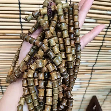 Green Sandalwood Bamboo Node Bracelet Vintage Zen Style Multi-circle Cultural Playable Jewelry for Men And Women
