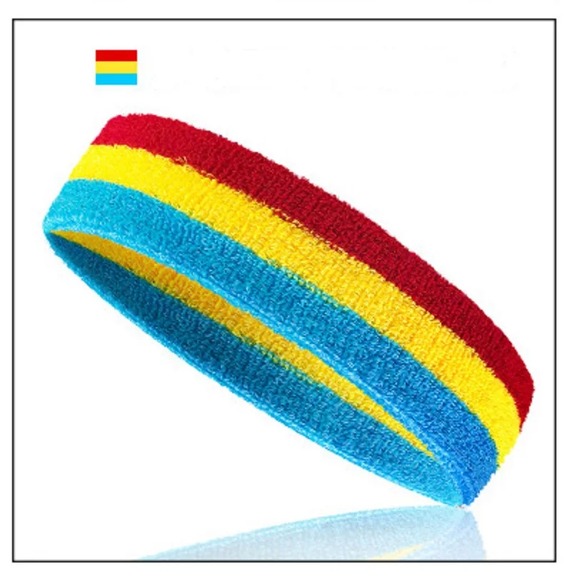 Towel material high eleastic  color strip sports sweat absorbing hesdband hairband  Running cycling outdoor sports sweatband