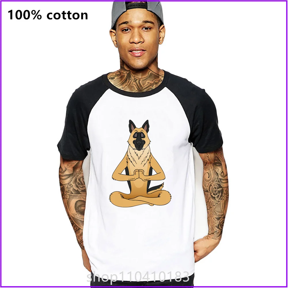 German Shepherd Namaste Yoga T Shirts For Men'S Women Tshirt T-Shirt Golf American Apparel Screen Printing Printed Drop Shoulder