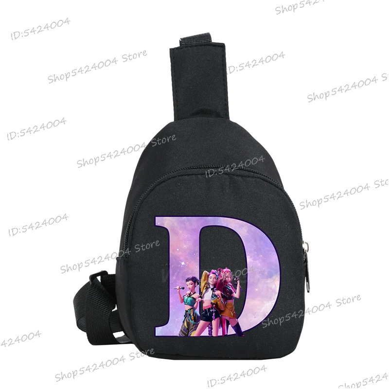 Bolso de pecho para niños, bonito bolso cruzado con 26 letras de personajes de película, bolsa para dinero para niñas y niños, bolso de hombro a la moda con cremallera para mujeres y hombres