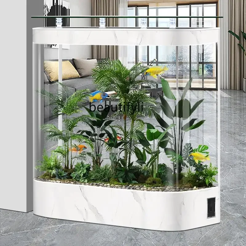 Fish tank living room medium and large fish tank aquarium glass floor screen ecological goldfish tank