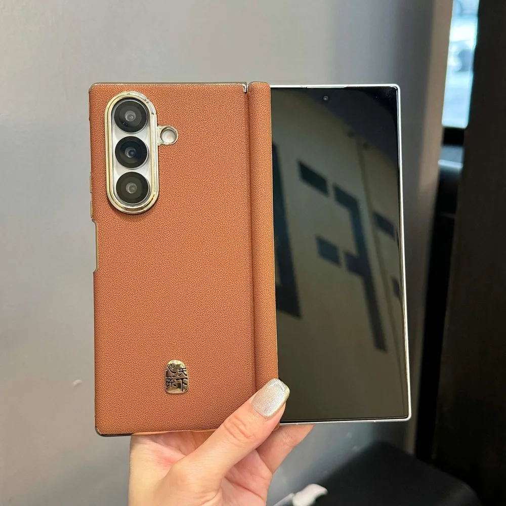 

Чехол для Samsung Galaxy Z Fold 7, роскошный чехол из искусственной кожи, удобное покрытие, защитная задняя крышка, чехол для Samsung Z Fold7 Shell