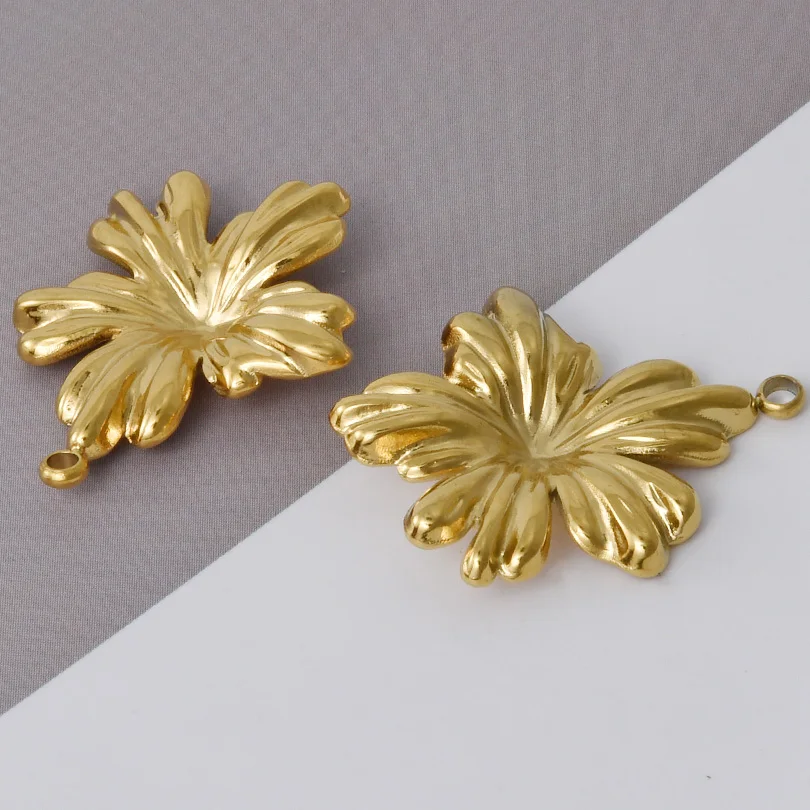 Real Gold Plated Stainless Steel Plant Charms 10pcs/Lot Coral Tree Hollow Leaves Flower Pendants Diy Making Necklace Jewelry