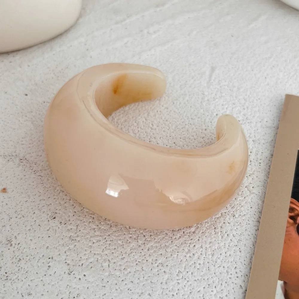 Punk Irregular Bangle Bracelets Chunky Style Smudging Effect Resin Acrylic Bangles Exaggerated Shape Thick Design