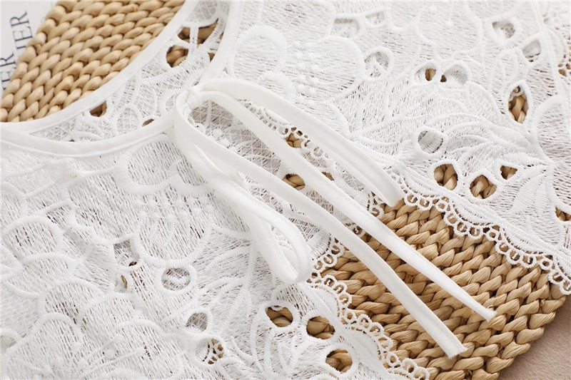 Picture 6: Elegant White Lace False Collar Women Hollow Flower Embroidery Detachable Collar Shawl Cape Neckline Clothes Decor