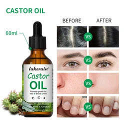 60ml Castor Oil 100% Pure Stimulate Growth For Skin Care Hair Eye Lashes Eyebrow Moisturizing Massage Oil for Aromatherapy