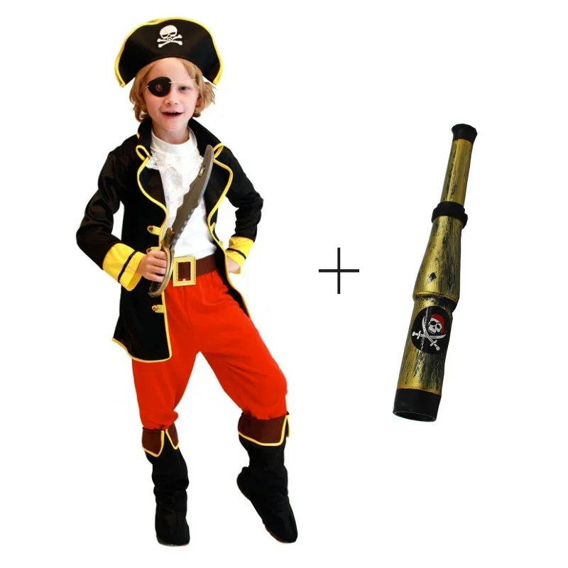 Kostiumy na Halloween dla dzieci chłopcy kostium pirata dzieci kapitan Jack zestaw Cosplay na boże narodzenie nowy rok Purim ubrania pirackie