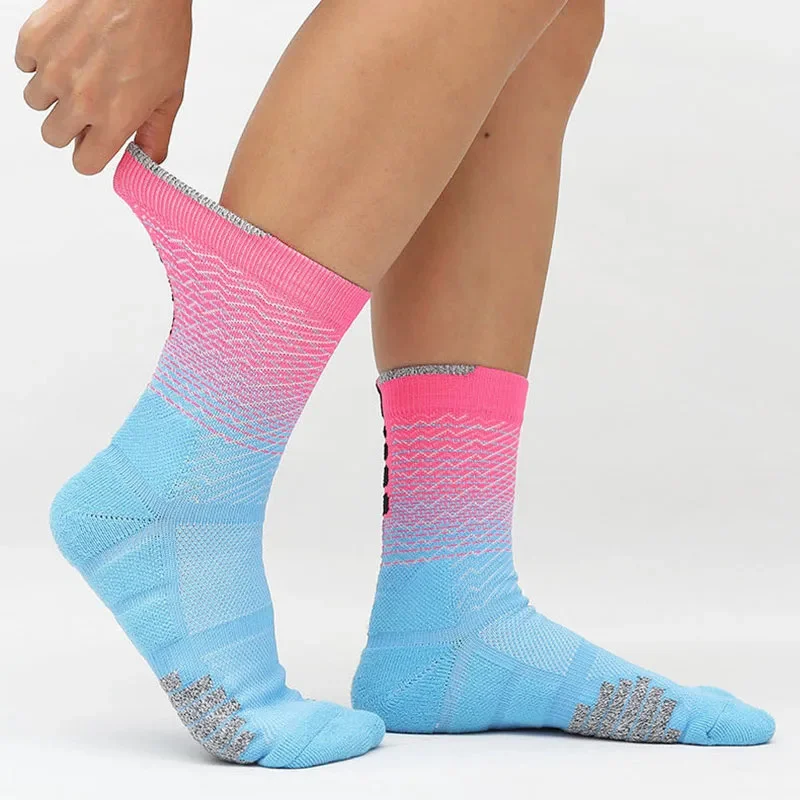 

Мужские баскетбольные носки среднего утолщения, дышащая нижняя часть полотенца, красочные спортивные носки для фитнеса, бега, велоспорта, пешего туризма, Calcetines