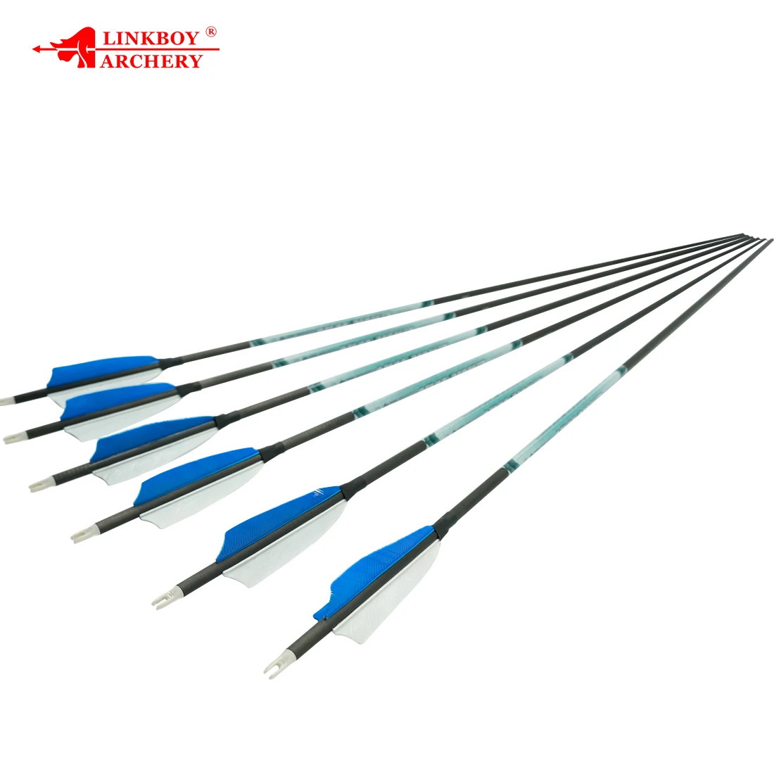 

Linkboy-Pure Carbon Archery Arrows, Spine 300-800 Spine, Turkey Feather, Compound Bow Hunting, 32Inch, 12PCs, +/-0.001