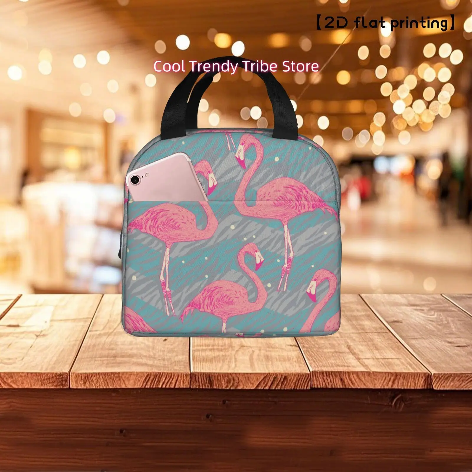 1pc 1pcs Flamingo Print Cooler Bag - Portable Reusable Lunch Box Holder Suitable for Office, Outdoor, Beach  - Non-Foo