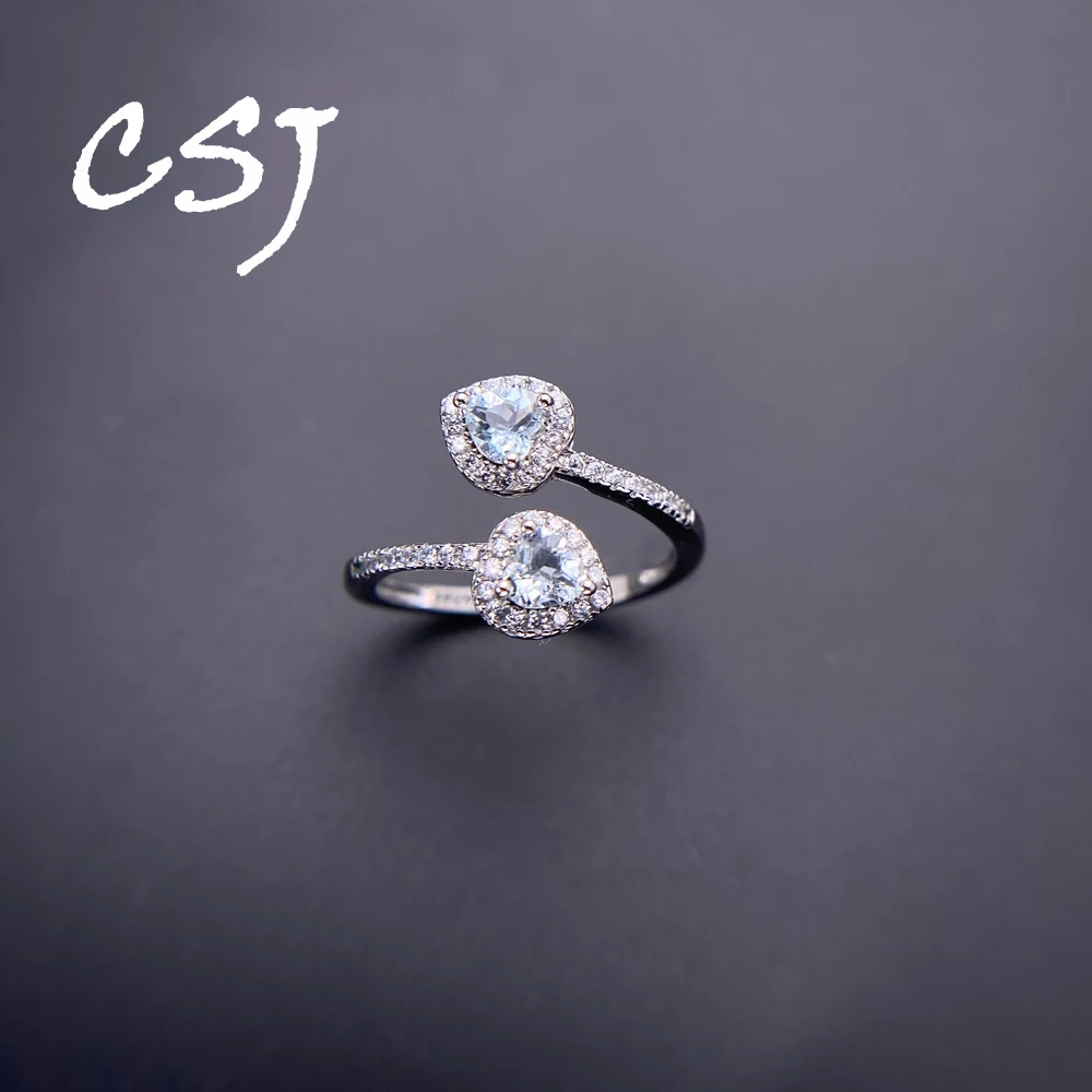 

Elegant Natural Aquamarine Rings Sterling 925 Silver Heart Gemstone 4mm Fine Jewelry Women Lady Wedding Engagment Party Gift