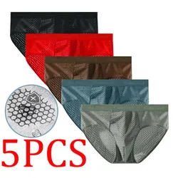 5 pz/lotto Mesh Hole Graphene men brief mens slip intimo uomo intimo sexy slip intimo uomo intimo uomo sexy