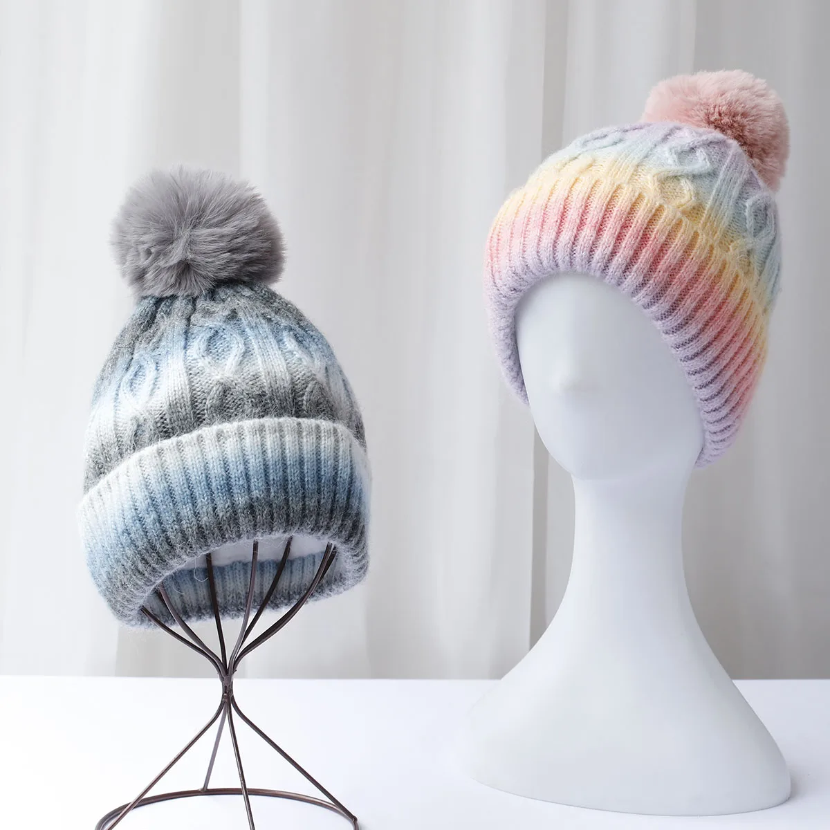 2024 tie dyed fun Ball stripe Wool hats Men\'s hat Knitted Women Badminton cap y2k skiing cap Halloween Hat Winter Hat Wholesale