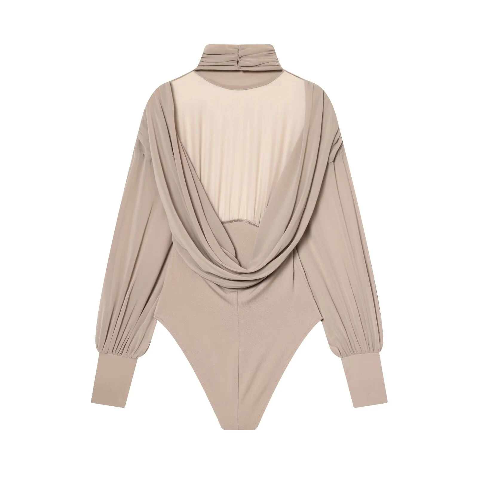 Abbigliamento da donna 2025 inverno nuovo articolo Tuta sexy europea e americana con colletto rialzato e design posteriore semitrasparente