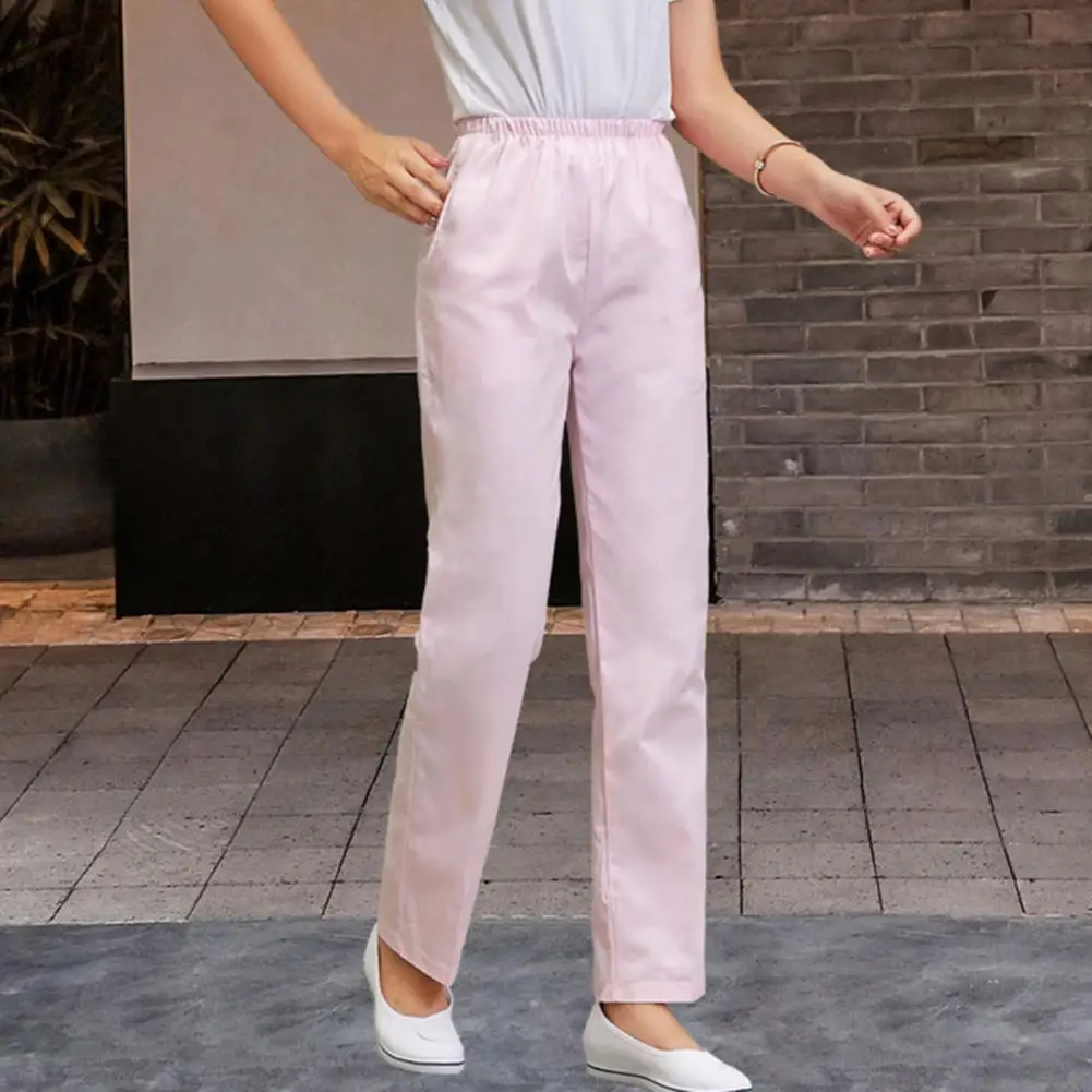 Loose Fit Nurse Pants Comfortable Wide Leg Nurse Pants for Doctors Nurses Mid-rise Elastic Waist Work Trousers Solid Colors