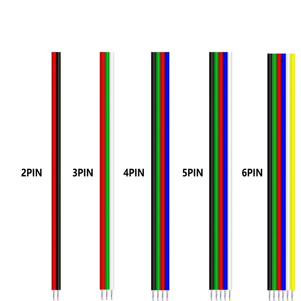 2-6PIN 22 AWG Extension Electric Wire Cable 2 Core JST Flexible Extension Cable For RGB RGBW WS2812B LED Strips Light Tape Lamp