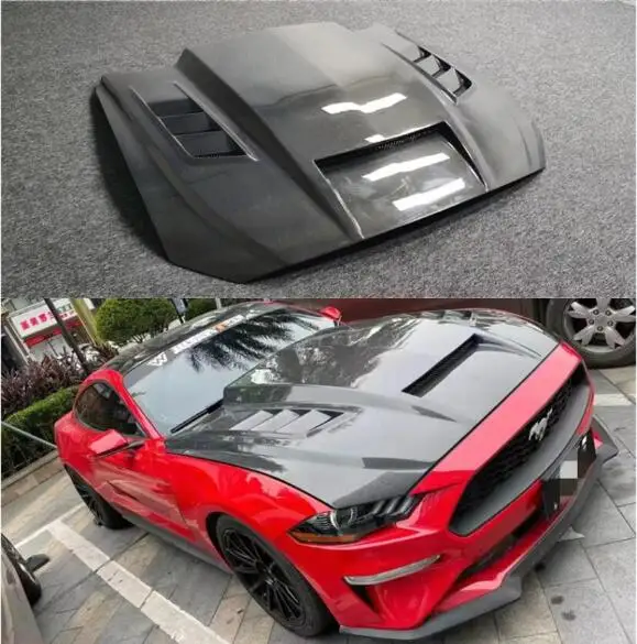 For Ford Mustang 2015 2016 2017 2018 2019 2020 2021 2022 2023 Real Forged Carbon Fiber Car Front Engine Hood Vent Cover