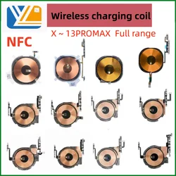 NFC Chip Wireless Charger Charging Panel Coil Volume Button Flex Cable With Sticker For iPhone X XR XS 11 12 13 Pro Max mini NFC