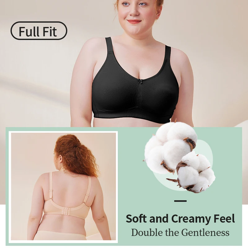 LERVANLA 2302 Bra Seamless Sexy Bras for Fat Woman Mastectomy Bra Cotton Bralette Full Coverage Cup D E F G for Plus Size