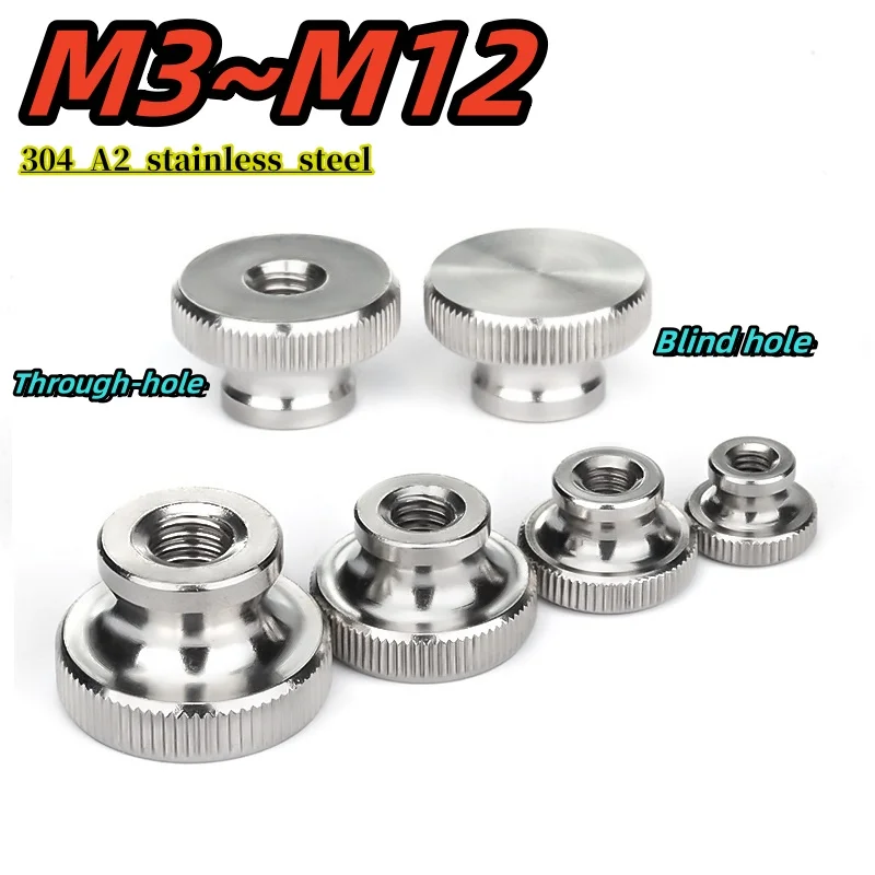 304 Stainless Steel Hand Nut GB806 High Head Nut Through-hole/blind Hole Manual Tightening Nut Advertising Decorative NailM3~M12