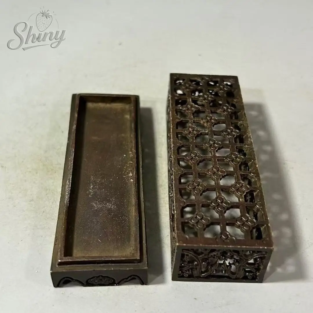Antique Four-Legged Incense Burner with Floral Bird Motifs Openwork Rectangular Incense Burner