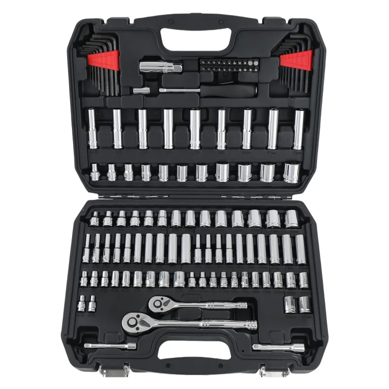 Hot Sale 123/145/201-Piece Mechanic Socket Set - Cr-V Steel, Metric/SAE, Long/Short Sockets, Multi-Function w/Case