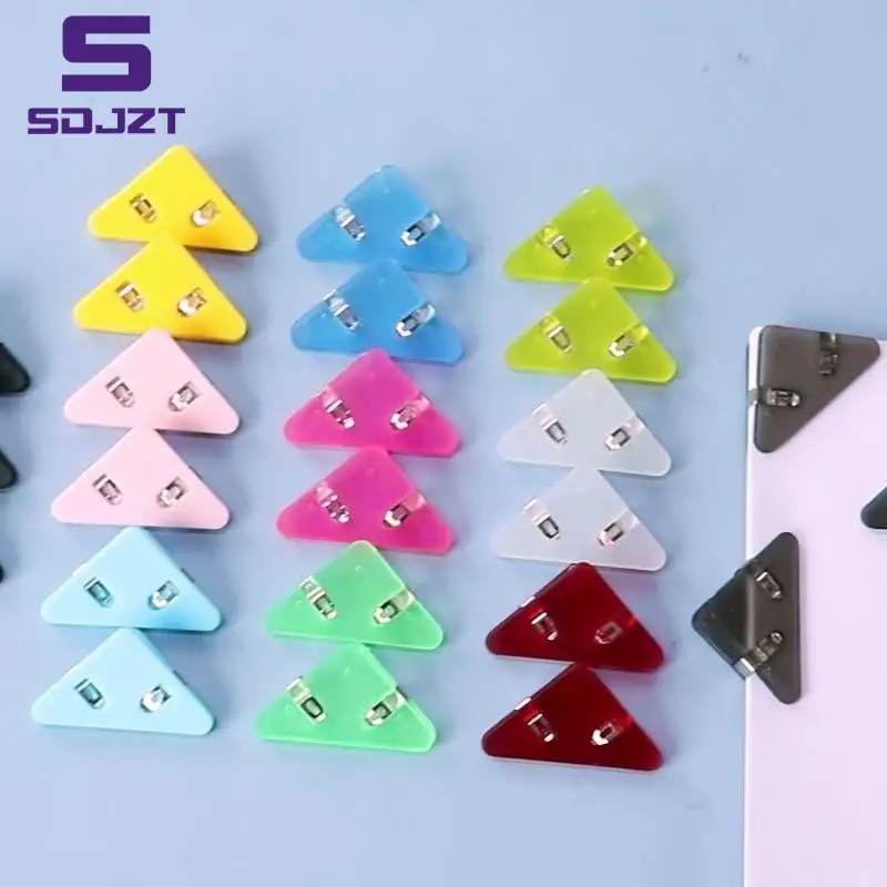 Transparente Color Angle Clips Set, Page Holder, braçadeira de índice para Aproximadamente 40 Folhas de Papelaria, Escritório e Escola, Triângulo, 1PC