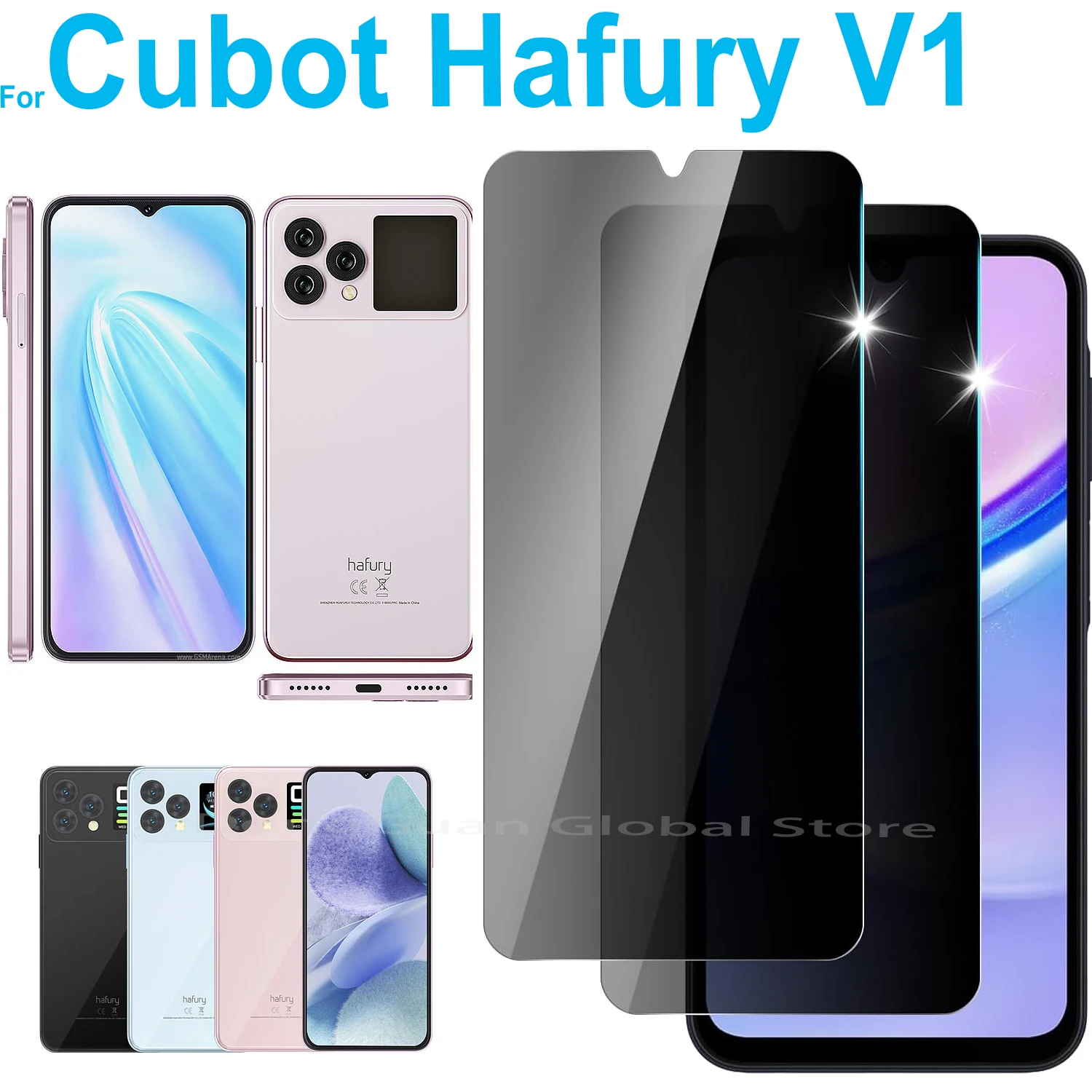 1/2/3/4Pcs For Cubot Hafury V1 Anti Spy Tempered Glass Protector Privacy Screen