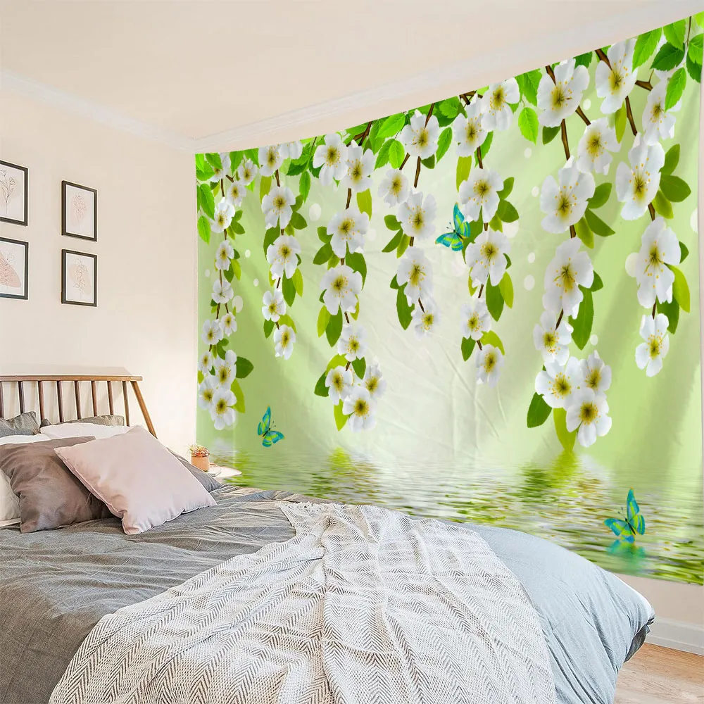 

Home tapestry, plant turtle back leaf, flower wall hanging cloth, Bohemian bedroom wall decoration, beach towels, bed sheets