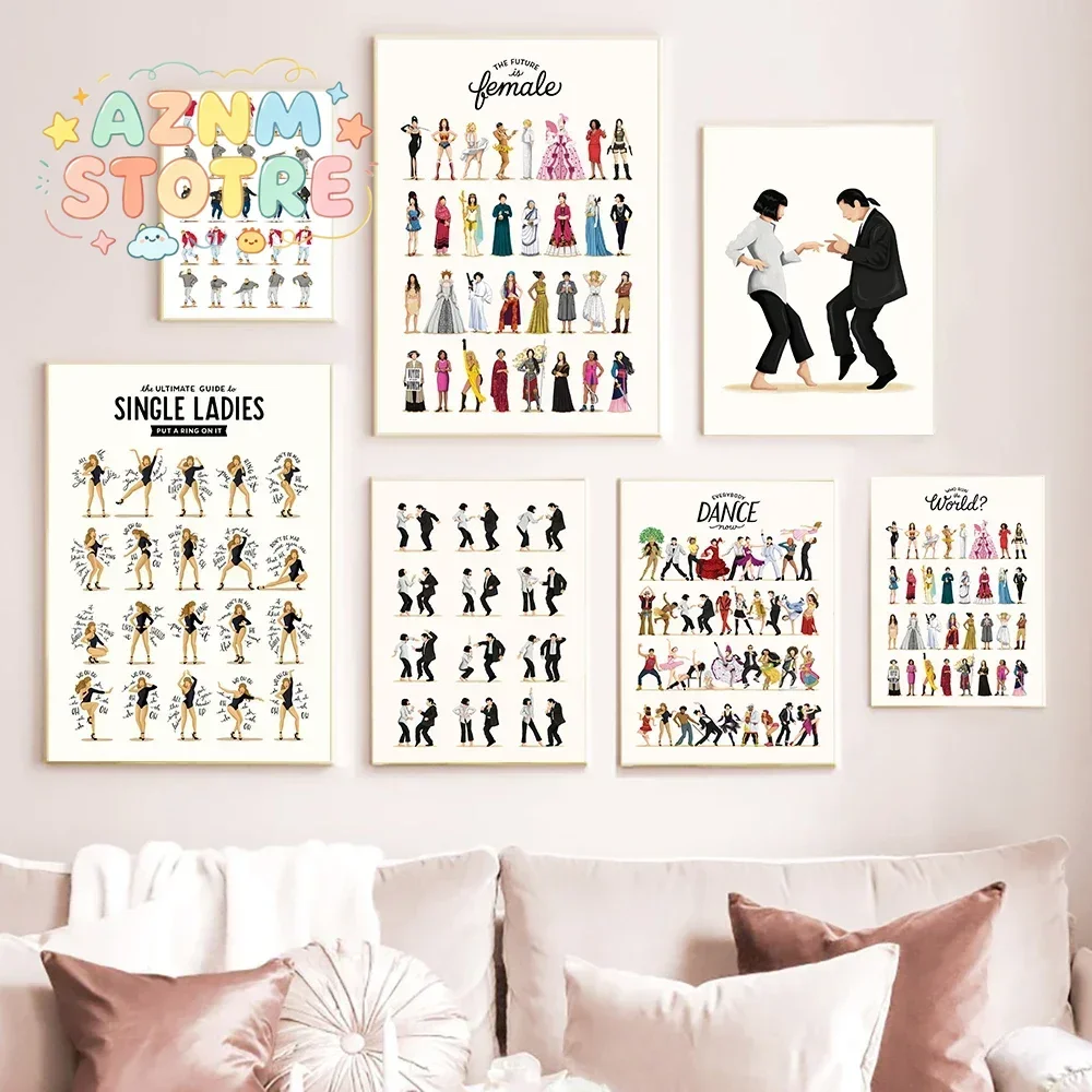 Leinwandgemälde Wandbilder Pulp Fiction Poster Kunstdruck Klassisches Filmplakat Abstrakte Minimalistische Wandkunst Dancing Home Decor