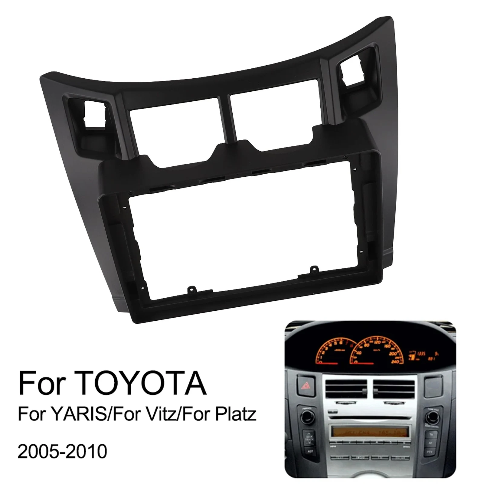 Per TOYOTA Per YARIS For Platz 08-11 Cruscotto 2 Din Unità Principale Radio Fascia Nero/argento Accessori Auto Strumenti