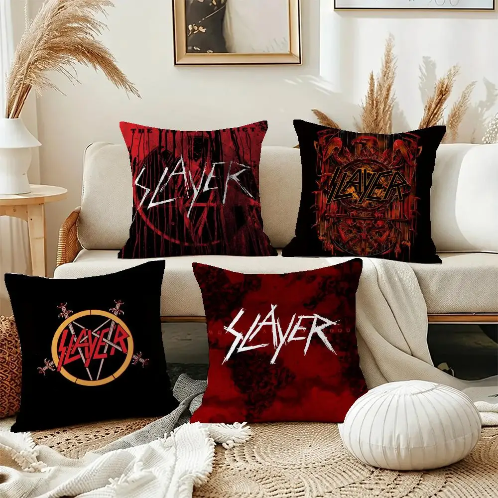 Metal Band Slayer Cushion Cover Short Plush Pillowcase, Washable Wrinkle Resistant Cover for Bedroom Gift